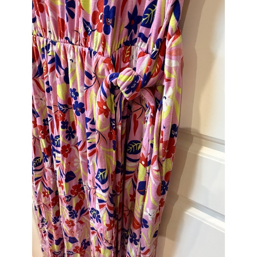 Boden Amanda Pink Floral Midi Dress Side Tie Size 16/18 Cottagecore Summer - Picture 8 of 12